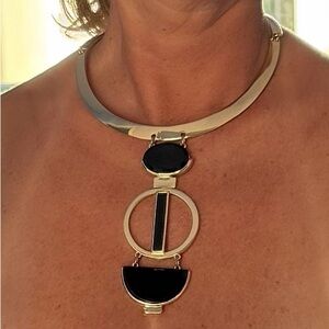 Chico's Gold and Black Statement Necklace